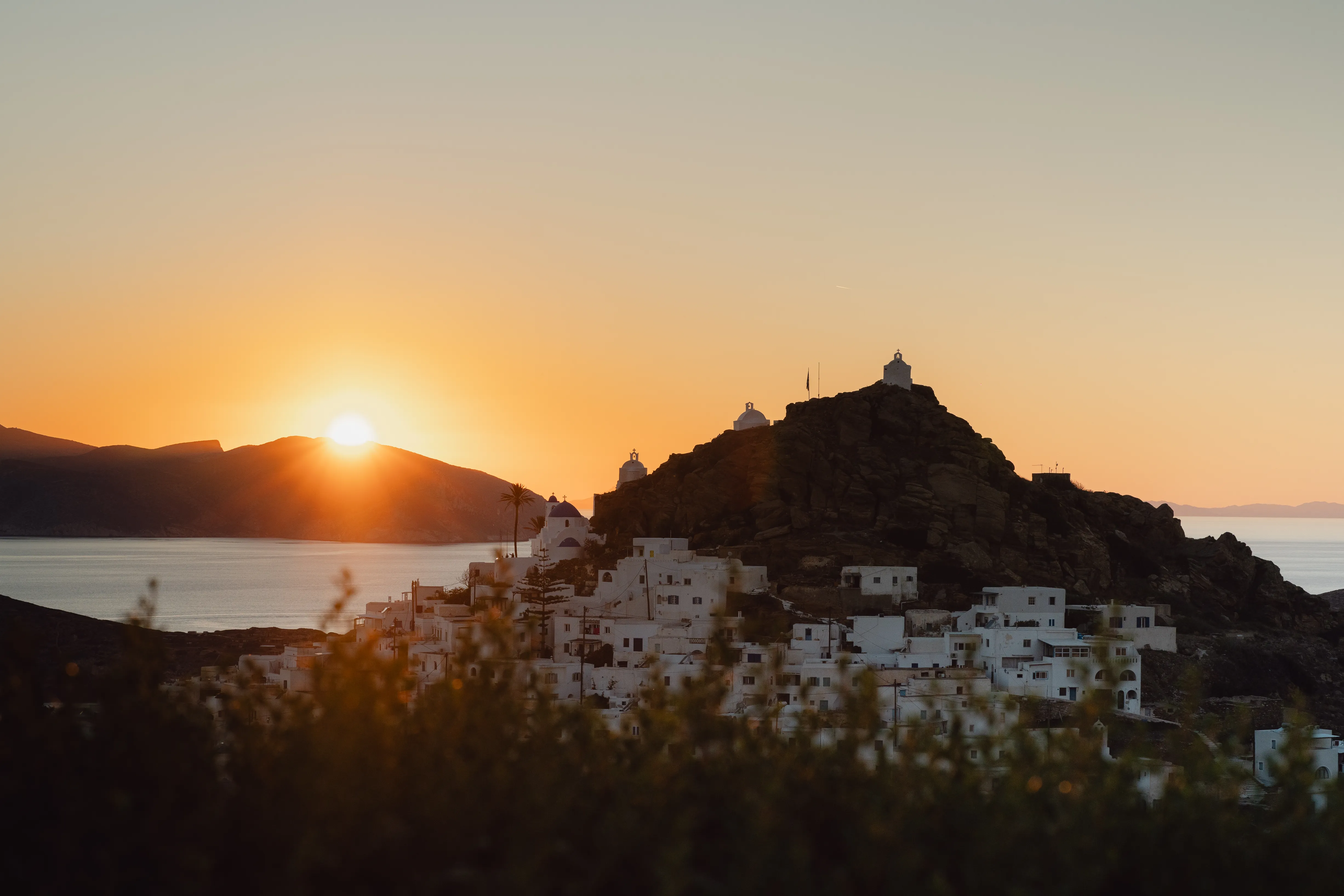 SkalaSunset exterior sunset panorama above Chora Ios and the Aegean